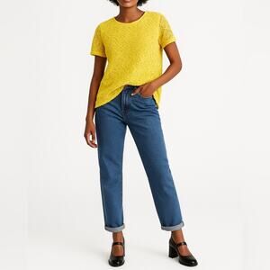 VINTAGE ANTHONY RICHARDS Boho Lace Top | XL | Sunflower Yellow | Retro Coquette